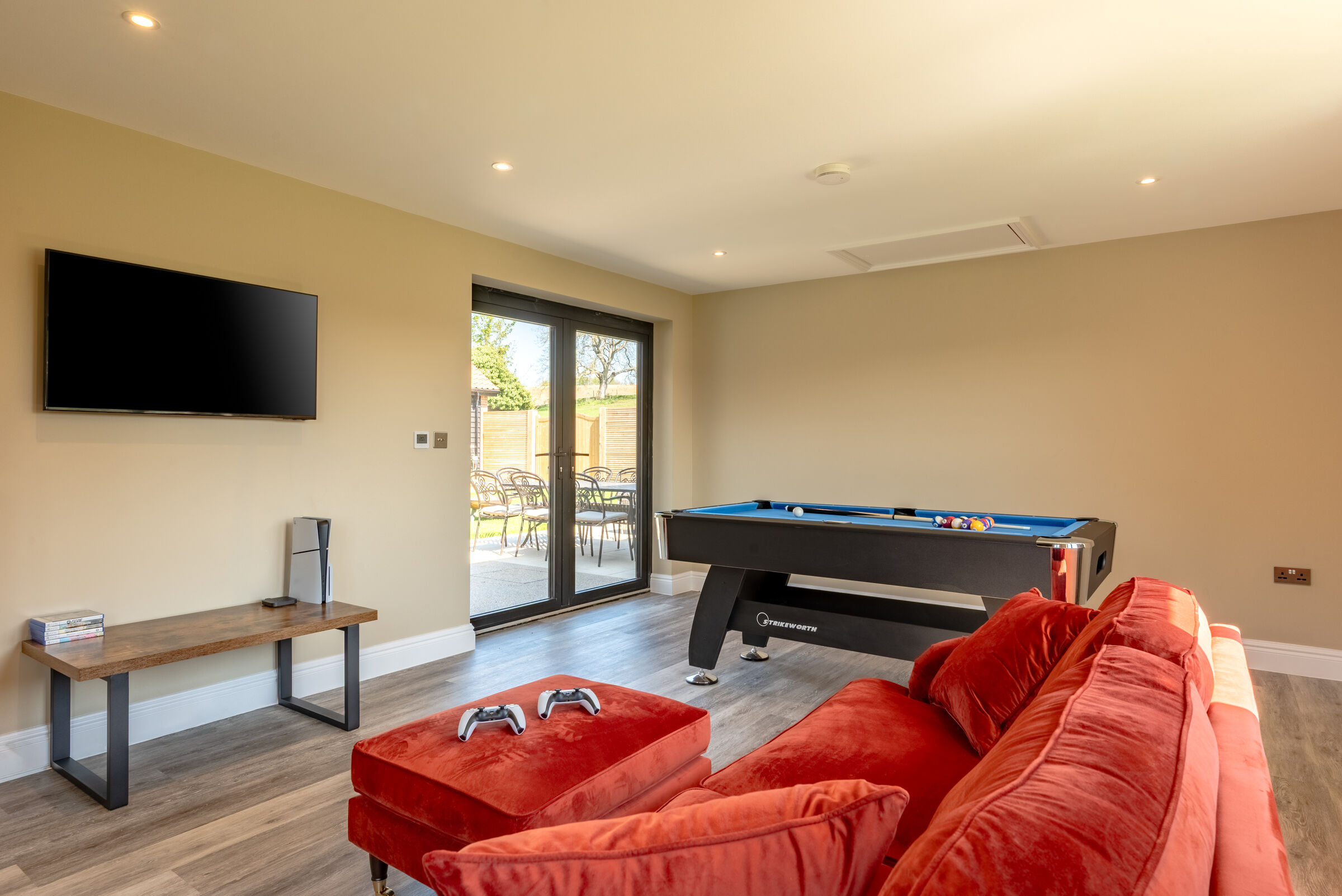 Games room with full-size pool table