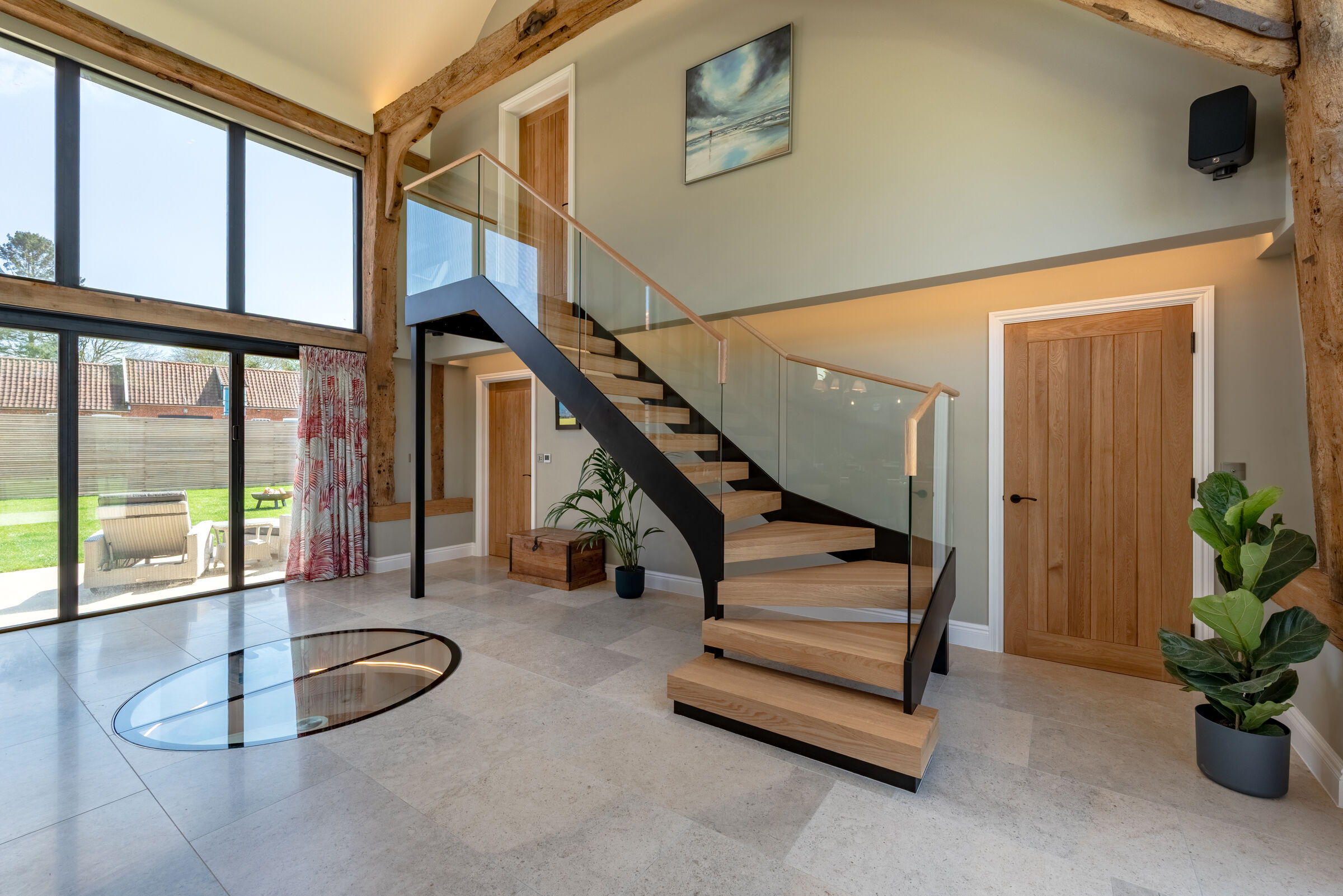 Feature oak and steel staircase